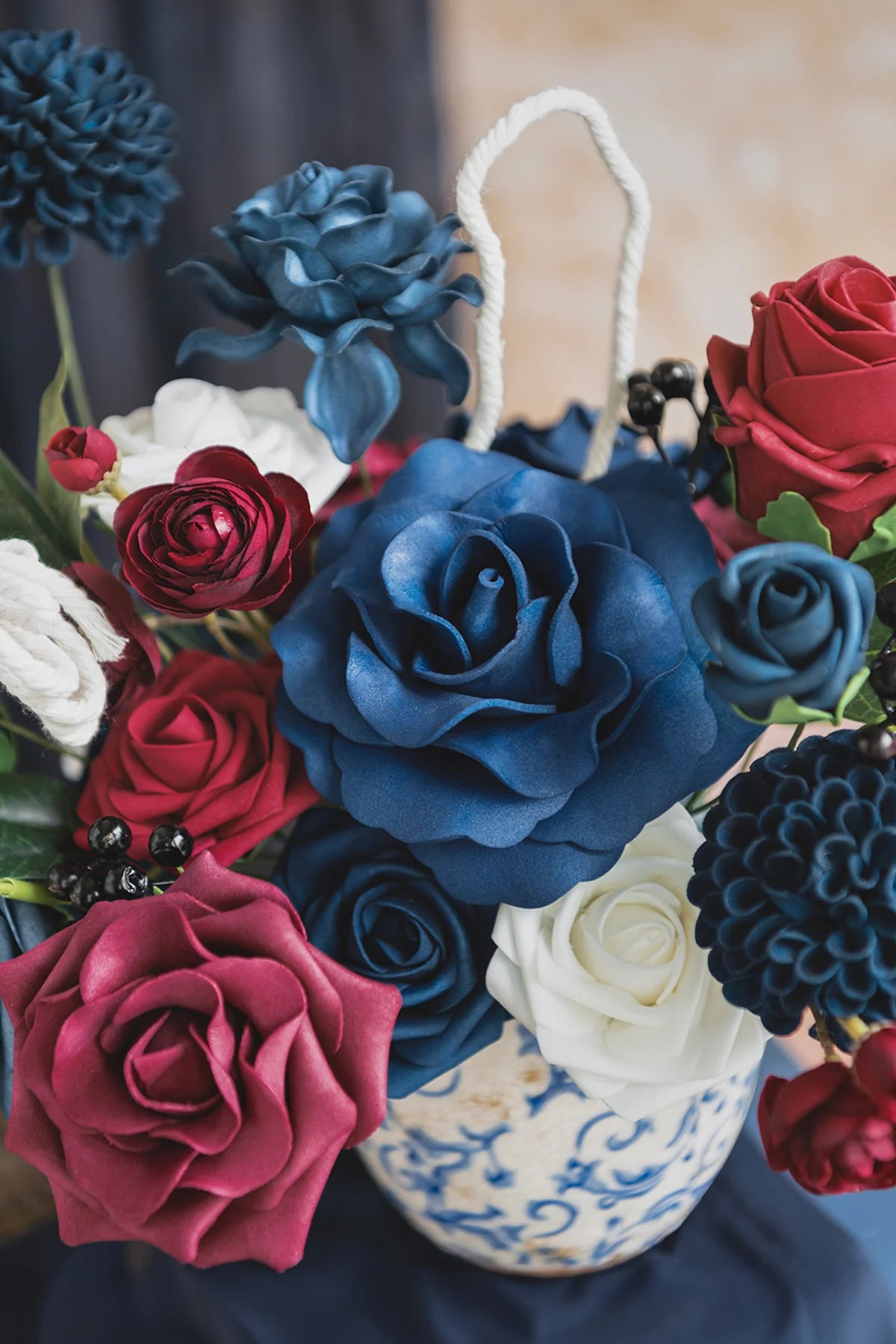 DIY Designer Flower Box in Nautical Navy & Burgundy 00739