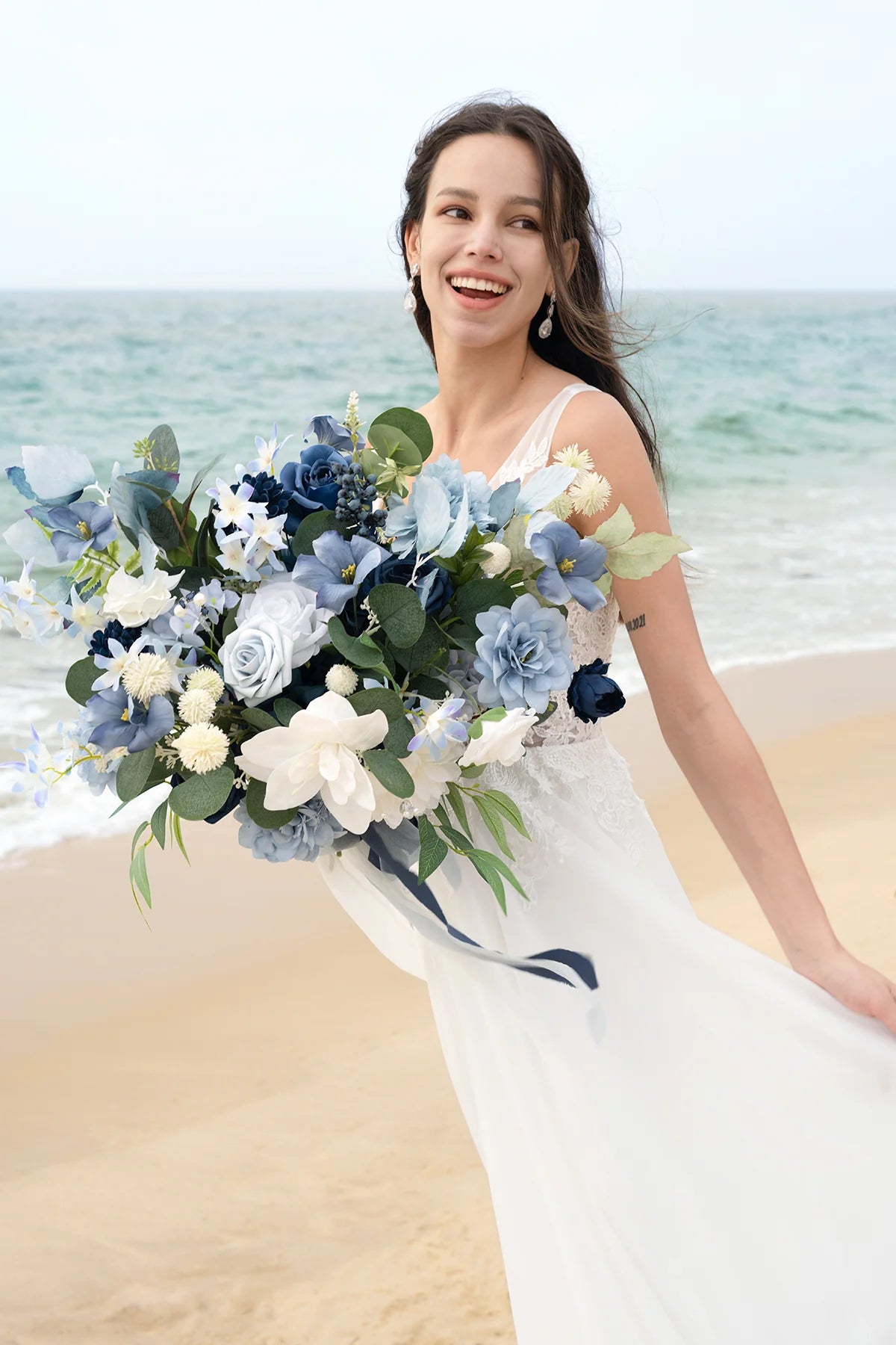 DIY Designer Flower Boxes in Dusty Blue & Navy 00639
