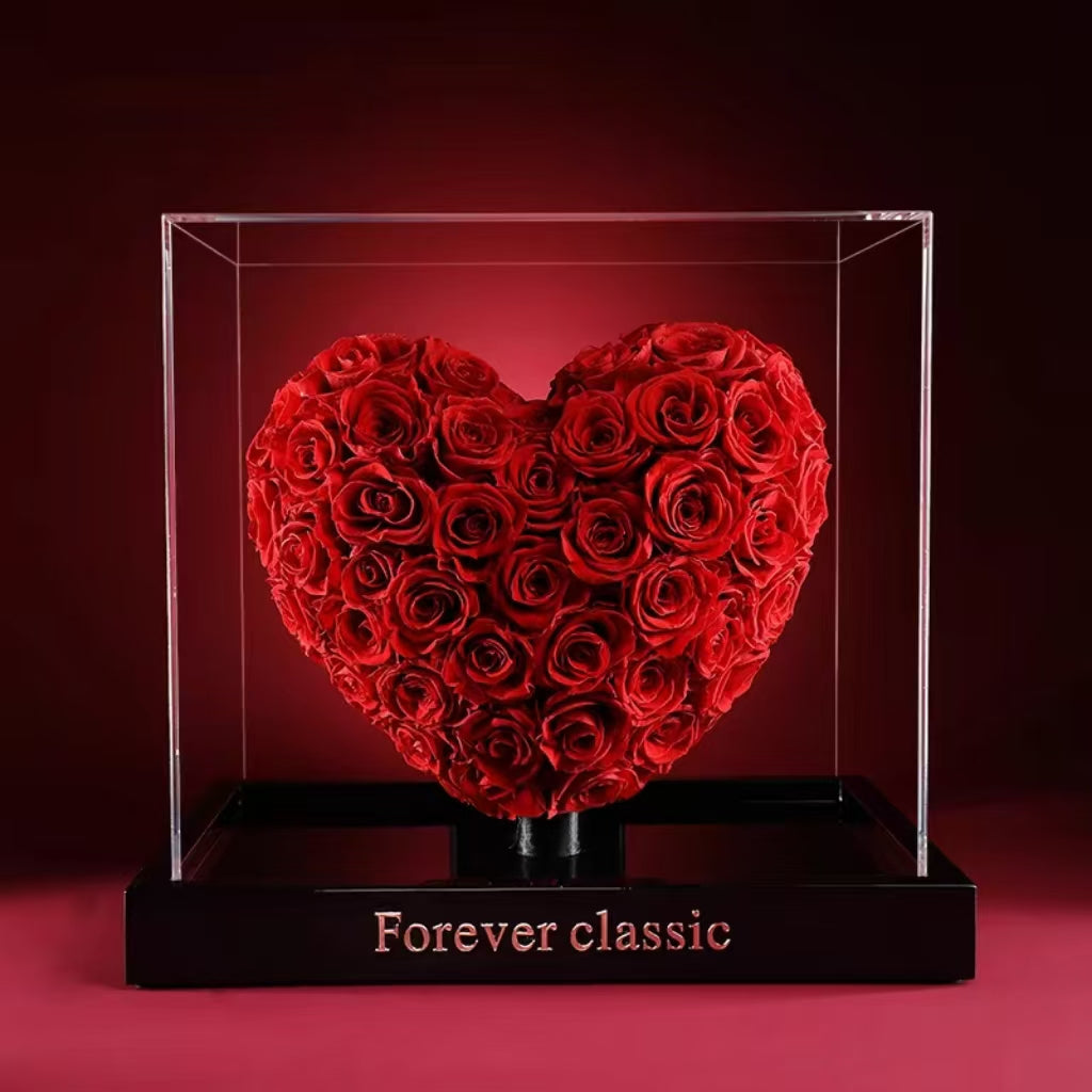 Heart-shaped preserved flower Valentine's Day gift box