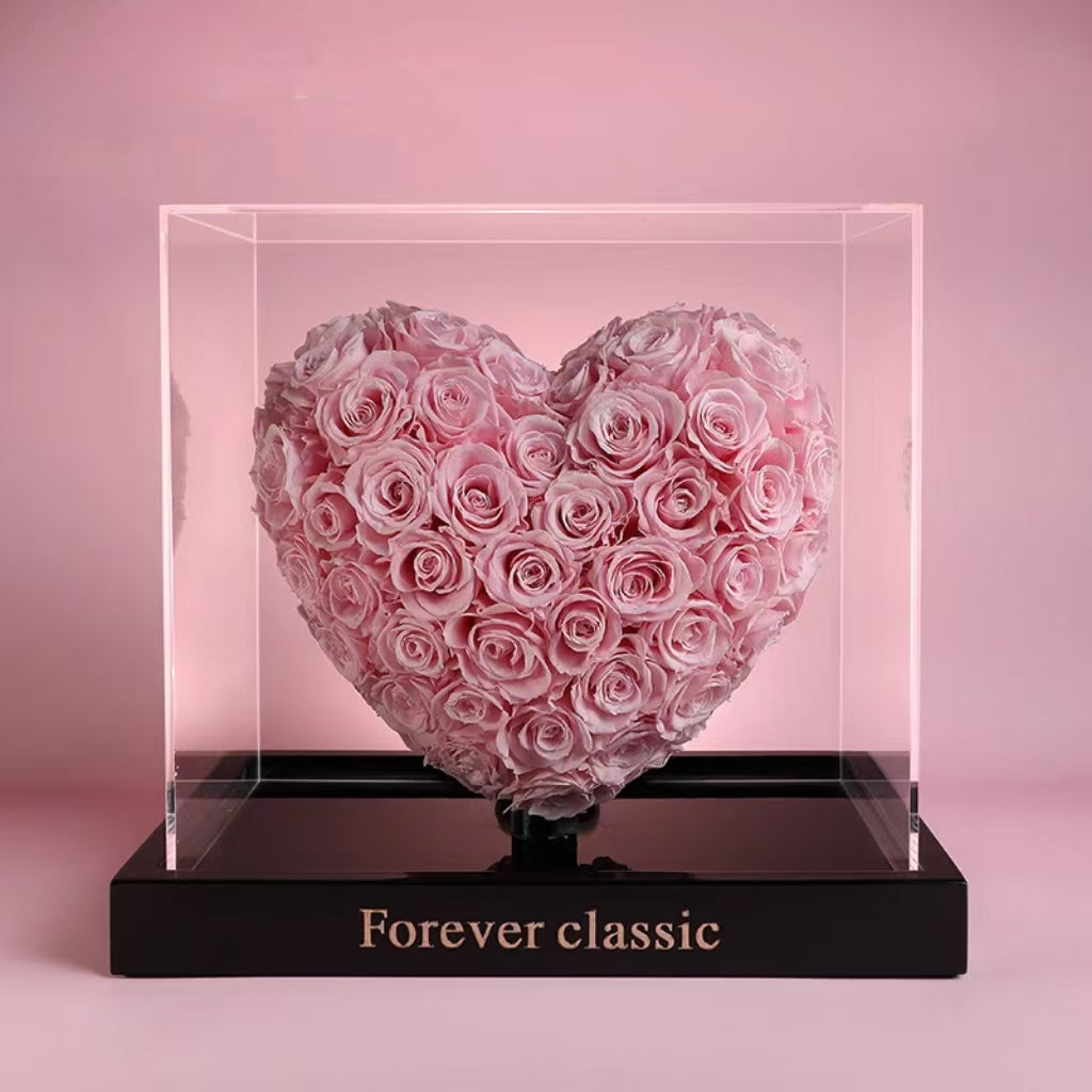Heart-shaped preserved flower Valentine's Day gift box