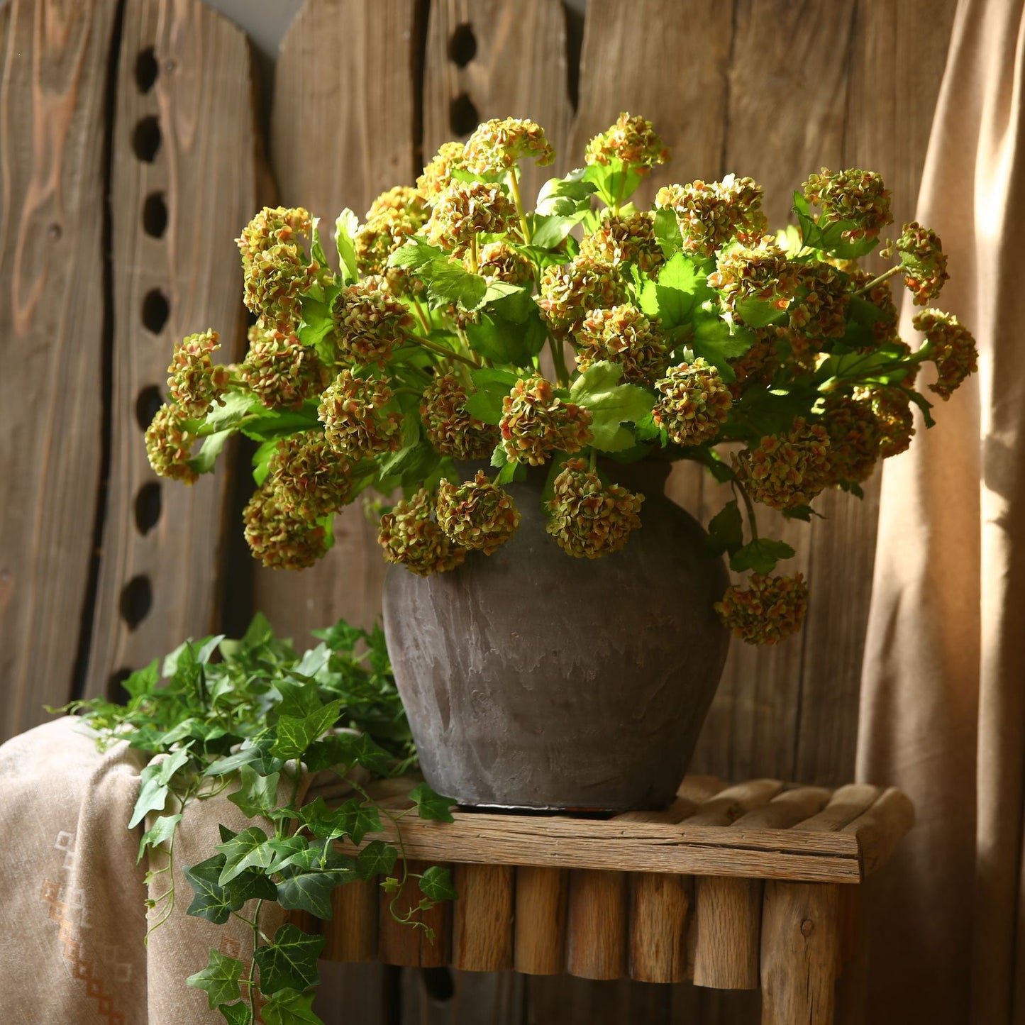 Artificial Wood Hydrangeas 3 Stems 60CM