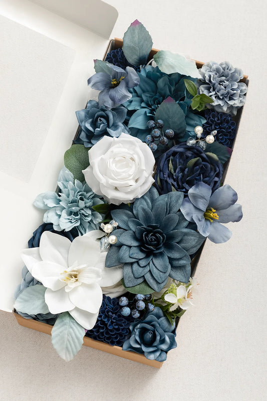 DIY Designer Flower Boxes in Dusty Blue & Navy 00639