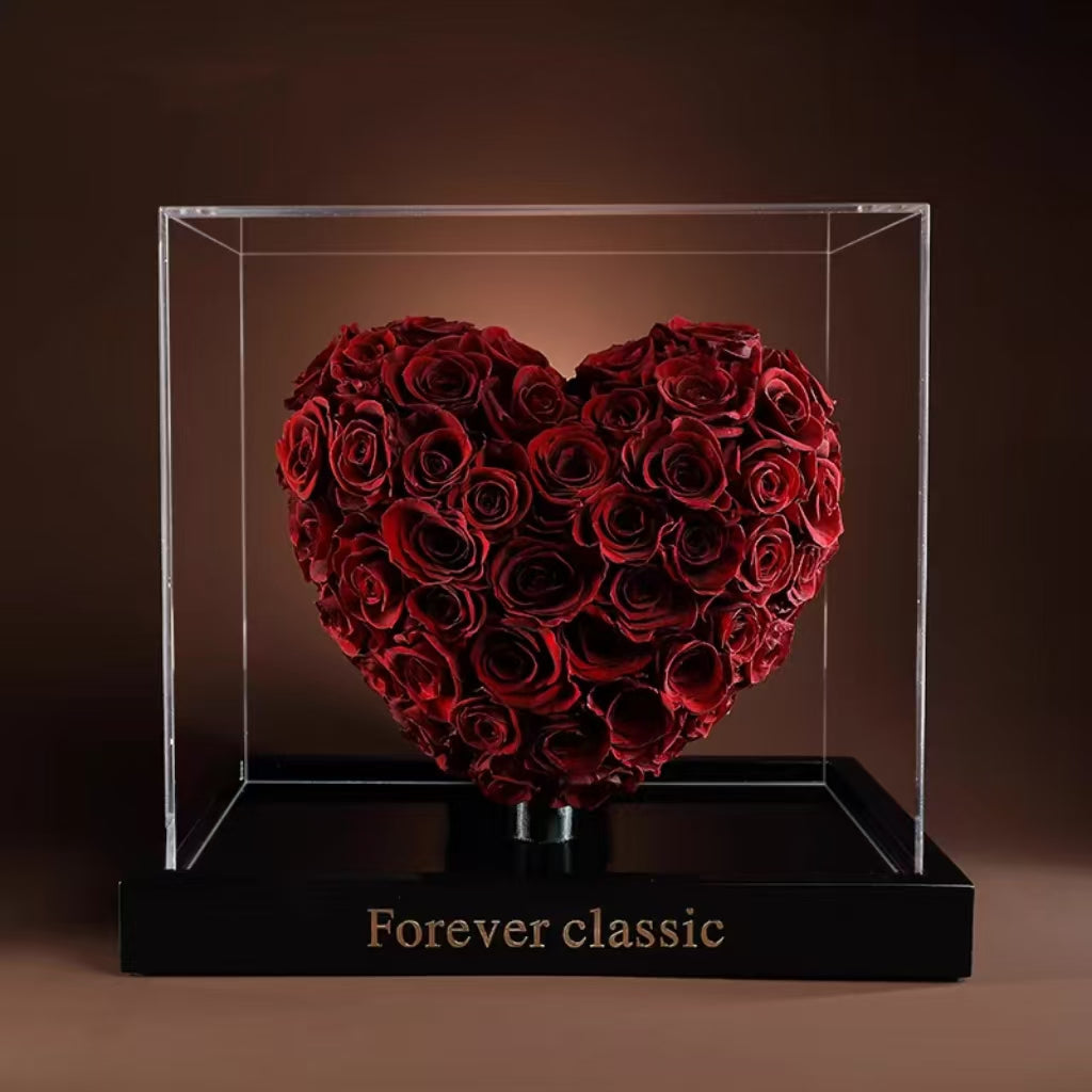 Heart-shaped preserved flower Valentine's Day gift box