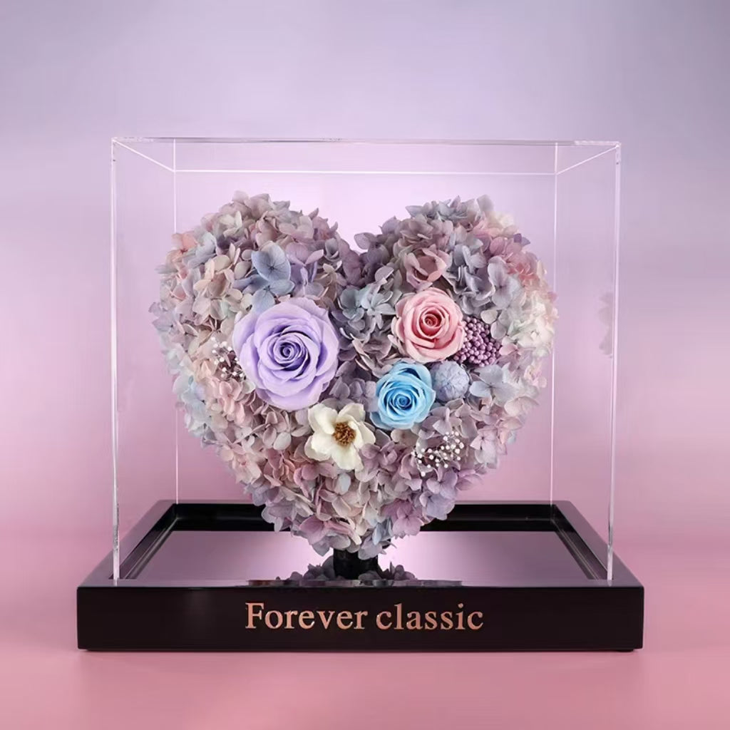 Heart-shaped preserved flower Valentine's Day gift box