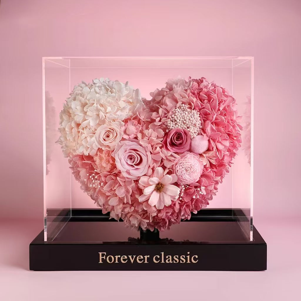 Heart-shaped preserved flower Valentine's Day gift box