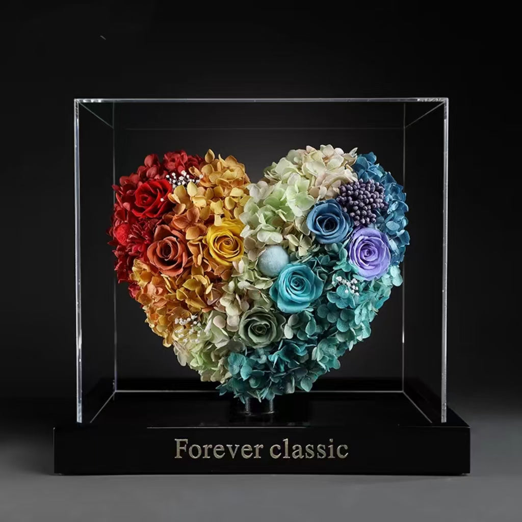 Heart-shaped preserved flower Valentine's Day gift box