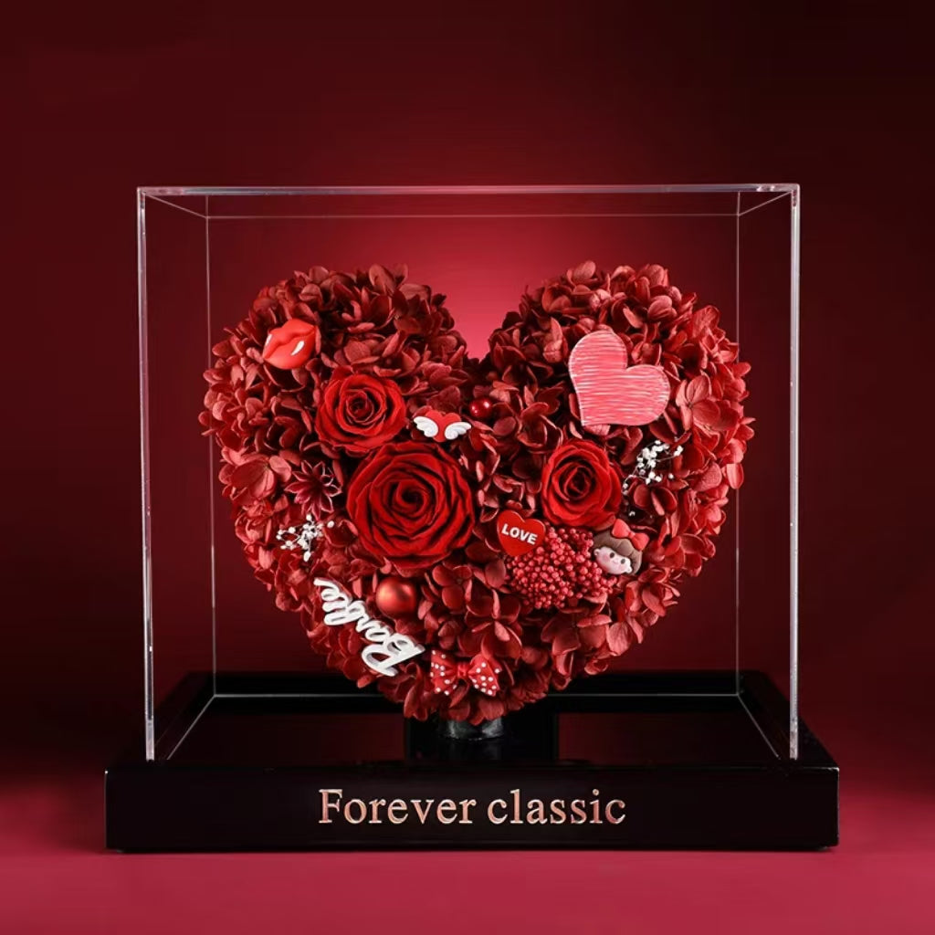 Heart-shaped preserved flower Valentine's Day gift box