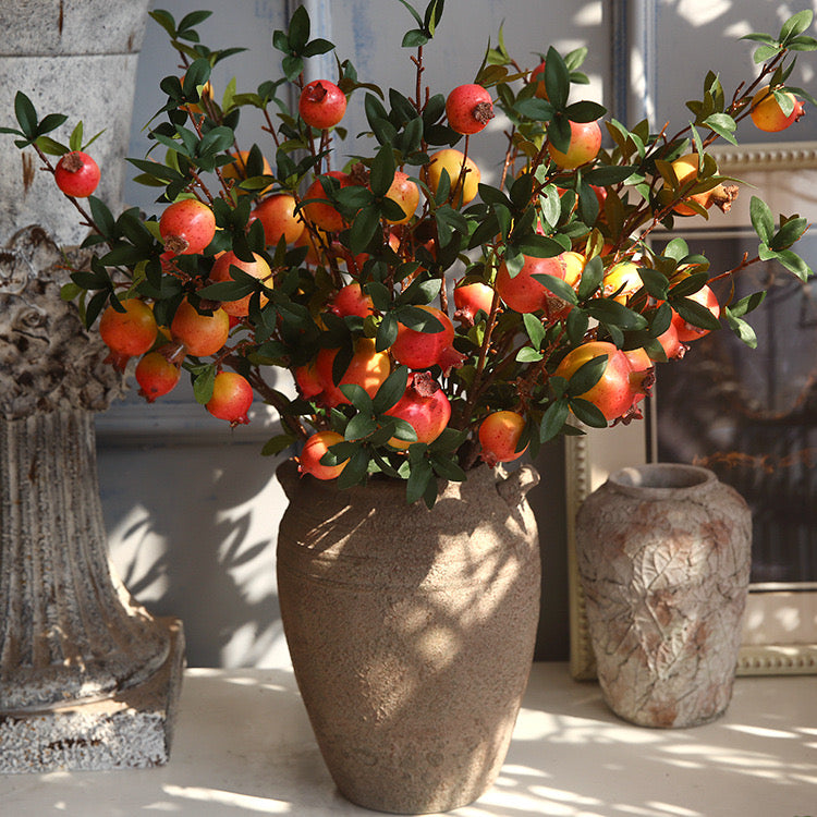 Artificial Pomegranate Flowers 6 Stems 83CM