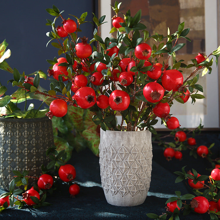 Artificial Pomegranate Flowers 6 Stems 83CM